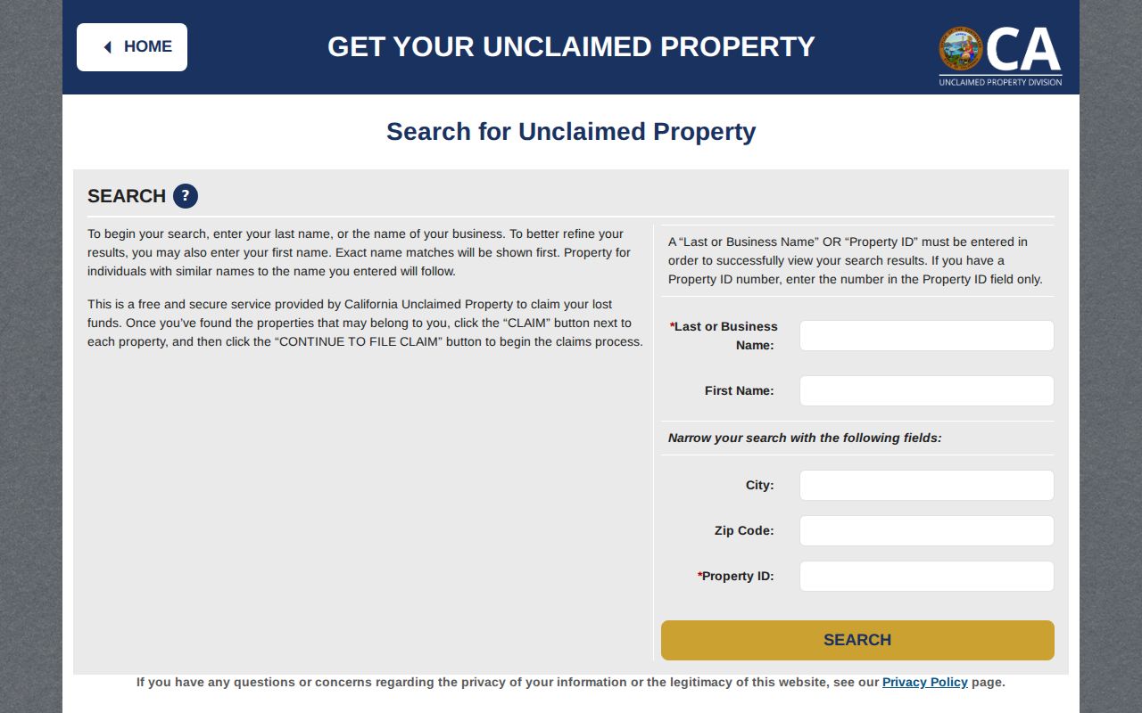 Newport Beach people search using California unclaimed property records