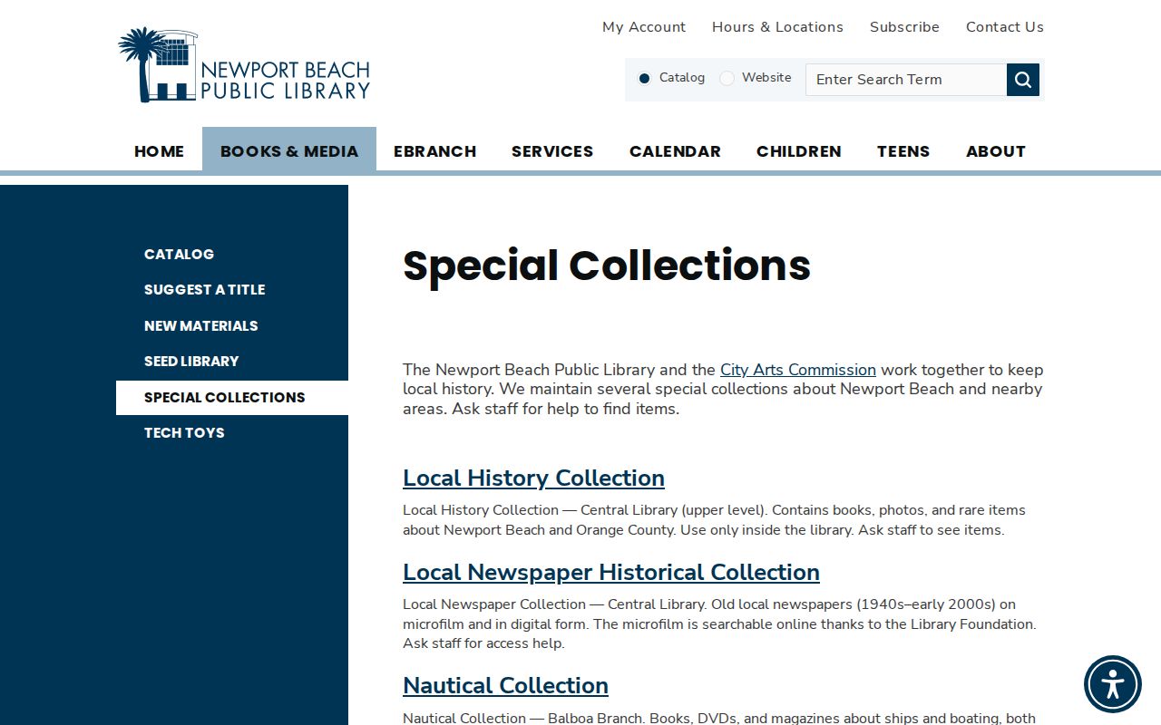 Newport Beach Public Library historical people directories and newspapers