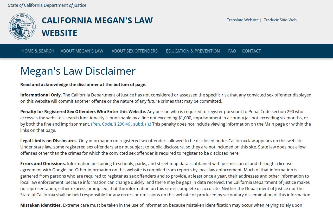 Newport Beach public records access through California Megan's Law portal