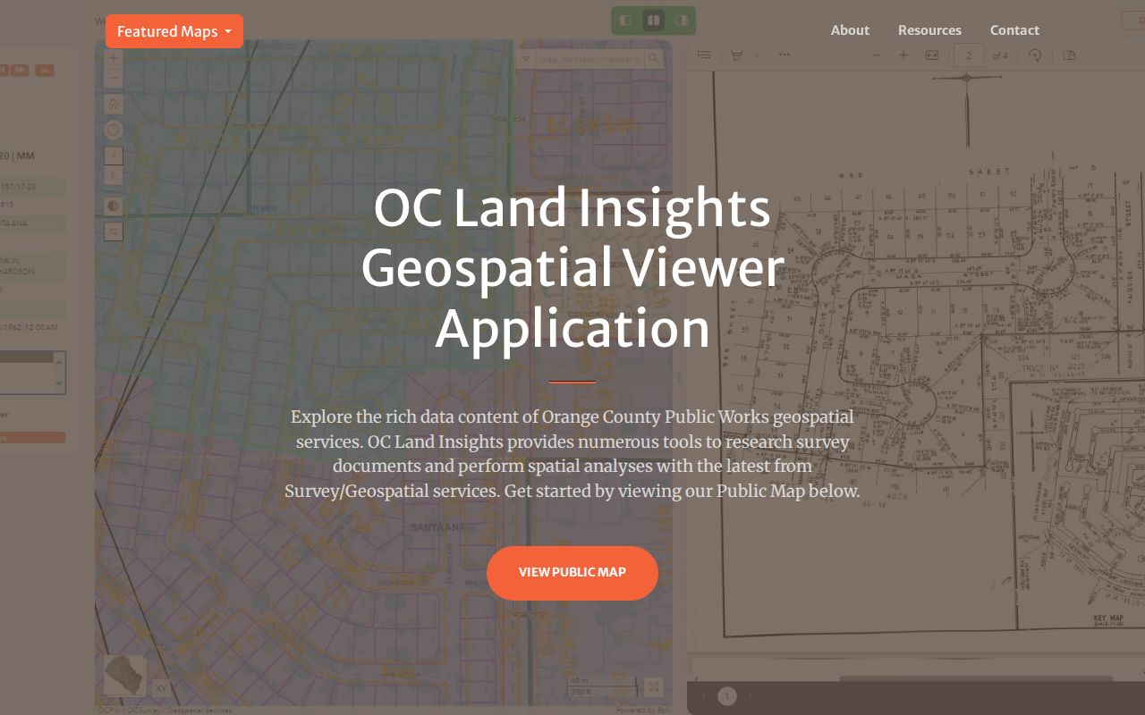 Newport Beach public records in the OC Land Insights parcel and survey viewer